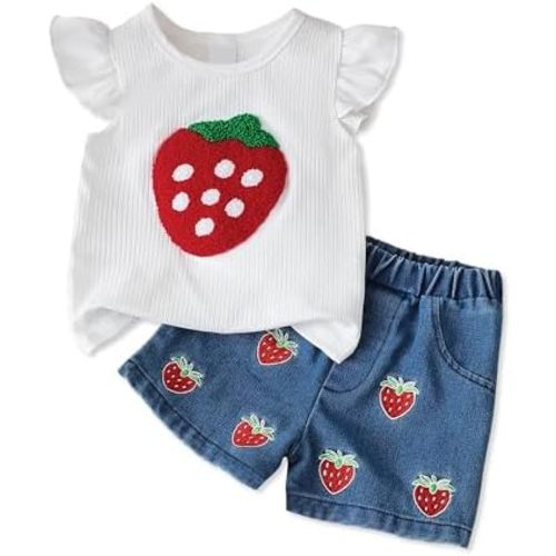 Toddler Girl Clothes Baby Girl Summer Outfits Ruffle Sleeveless Shirts Tops Shorts Set for Girl Clothing