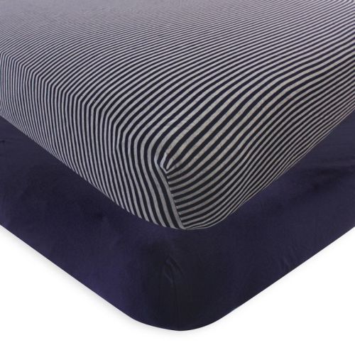 Touched by Nature Baby and Toddler Boy Organic Cotton Crib Sheet, Navy Heather Gray, One Size