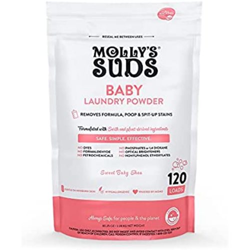 Molly's Suds Baby Laundry Detergent Powder | Removes Formula, Poop & Spit-Up Stains | Extra Gentle on Newborn Skin | 120 Loads (Sweet Baby Shea)