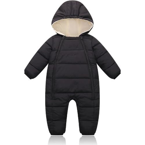 Infant Toddler Snowsuit Cute Newborn Winter Coat Warm Hooded Jumpsuit for Boys Girls 0-24 Months