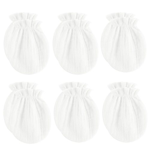 Newborn Mittens No Scratch 100% Cotton Mitts Boy Girl baby mittens 0-6 months 6 Pack