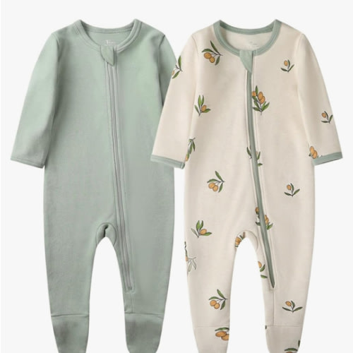 O2 BABY Baby Boys Girls Organic Cotton Zip-Front Sleeper Pajamas, Footed Sleep 'n Play