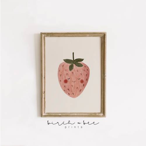 Strawberry Art | Fruit Nursery Print | Nursery Wall Art | MAILED ART PRINT #299