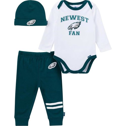 Gerber NFL Baby Boys 3-piece Onesie Bodysuit, Active Pant and Cap Set
