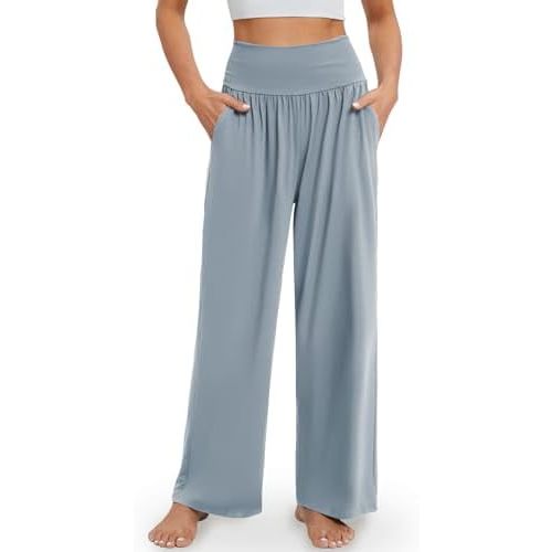 Gracyoga Wide Leg Yoga Pants for Women Casual Loose Cozy Sweatpants High Waisted Lounge Pajama Flowy Pants With Pockets