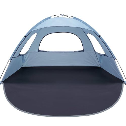 WhiteFang Beach Tent Anti-UV Portable Sun Shade Shelter for 3/4/6/8 Person, Extendable Floor with 3 Ventilating Mesh Windows Plus Carrying Bag, Stakes and Guy Lines