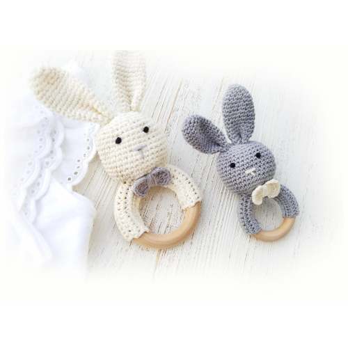 Natural Cotton Crochet Bunny Rattle – Olive and Cradle
