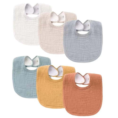 6 Pack Baby Snap Muslin Bibs,Cotton Baby Bibs,Adjustable Absorbent Breathable Bibs,Bandana Burp Bib Set,Soft Drooling Teething Cloth Bibs for Kids