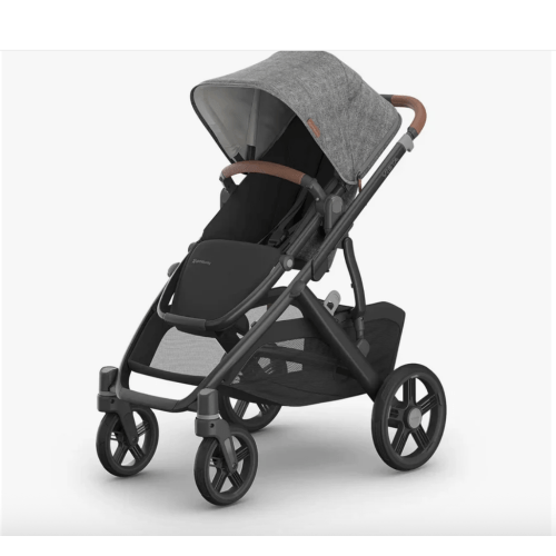 UPPAbaby Vista V3 Stroller - Greyson - Charcoal Mélange | Carbon Frame | Saddle Leather | Traveling Tikes