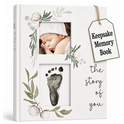 Baby Book Keepsake - Simple Baby Milestone Book for Boy or Girl - Baby Journal & Pregnancy Memory Book - Monthly Milestone Record Baby Books for Baby Shower - Modern Gender Neutral Style Gift for Moms