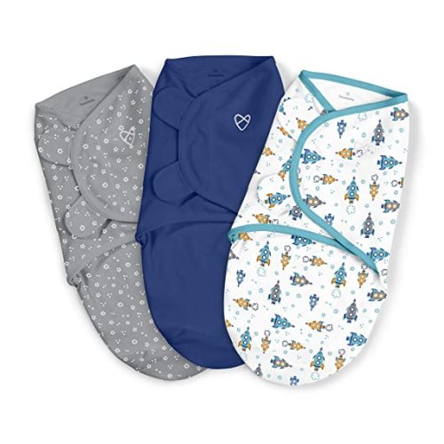 SwaddleMe by Ingenuity Original Swaddle, 100% Cotton, Improves Sleep & Calms Startle Reflex, 3-6 Months, 14-18 lbs, 1.0 TOG, 3-Pack, Baby Swaddle Blanket - Mountaineer
