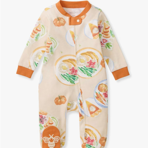 Burt's Bees Baby Boys' Organic Cotton Thanksgiving Sleep and Play Footed Pajamas