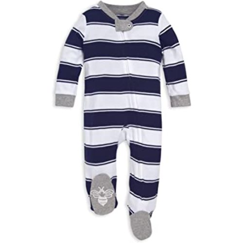 Burt's Bees Baby Boys Sleep and Play PJs, 100% Organic Cotton One-Piece Zip Front Romper Jumpsuit Pajamas
