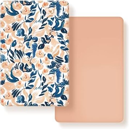 Stretchy Ultra Soft Jersey Knit Fitted Pack n Play Sheets Set 2 Pack, Portable/Mini Crib Sheets for Girls, Universal Fit for Pack N Plays Safe and Snug, Cute Blush Flora Print