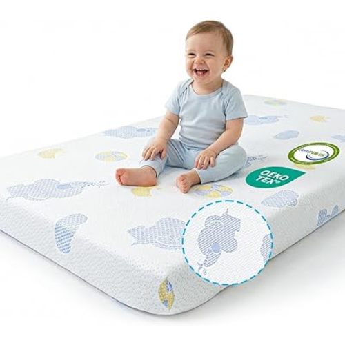Pack and Play Mattress Pad, 38"x26" Dual Sided Soft & Firm Memory Foam Pack N Play Mattresses, Breathable Mattress for Pack N Play Mattress with Non-Slip Bottom Washable Cover