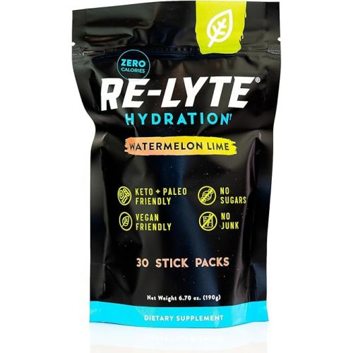REDMOND Re-Lyte Hydration Electrolyte Powder Mix, Watermelon Lime (30 Stick Packs)