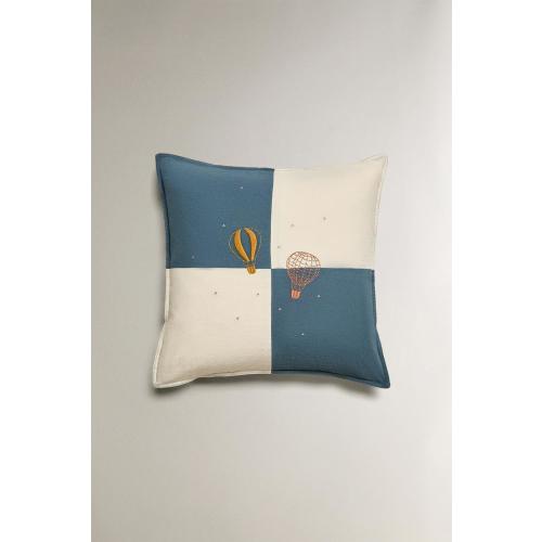 CHILDREN'S THROW PILLOW COVER WITH EMBROIDERED BALLOONS