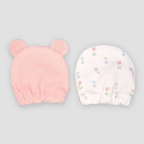 Carter's Just One You® 2pk Baby Girls' Bear Mittens - Pink: Elastic Cuffs, Knit, 0-3 Months