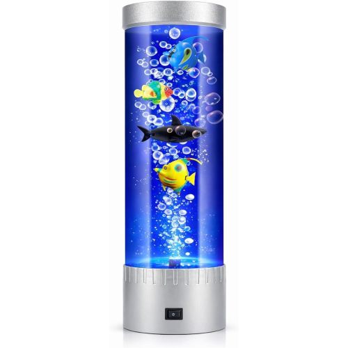 Bubble Color-Changing LED Fish Lamp with Lifelike Swimming Effect - Relaxing Home Décor with Mesmerizing Aquatic Ambiance, Silver, RR-2402