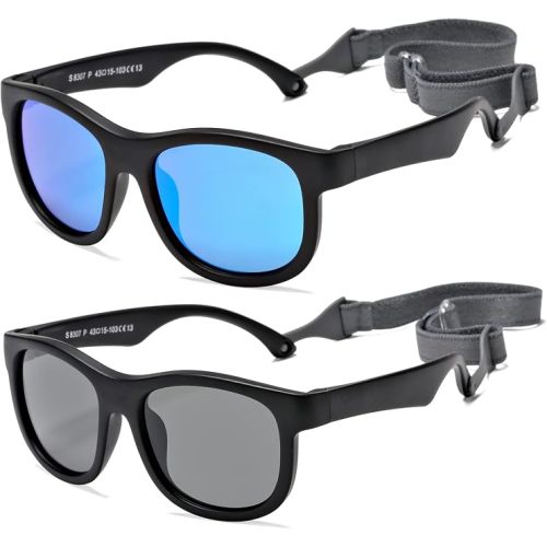 Flexible Polarized Baby Sunglasses with Adjustable Strap for Toddler Newborn Infant Age 0-24 Months