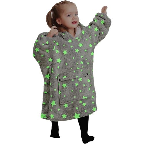KFUBUO Wearable Blanket Hoodie for Kids Toddlers Sherpa Blanket Sweatshirt With Pocket Cute Hoodies 2-6 Year Old Girl Boy Birthday Gifts