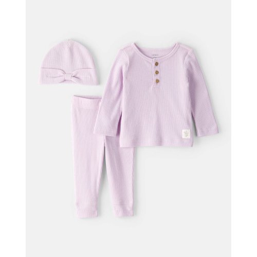 Baby 3-Piece Ribbed Outfit Set - Purple - Carter's | Carter's