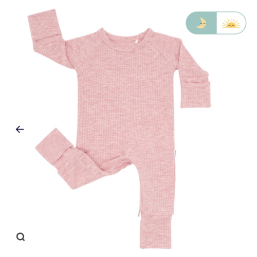 Heather Mauve Ribbed Crescent Zippy - Little Sleepies