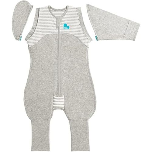 Love to Dream Swaddle UP Transition Suit, Gray, Medium, 13-19 lbs, Patented Zip-Off Wings and Unique Self-Soothing Sleeves, Safely Transition from Swaddled to Arms-Free Before Rolling Over