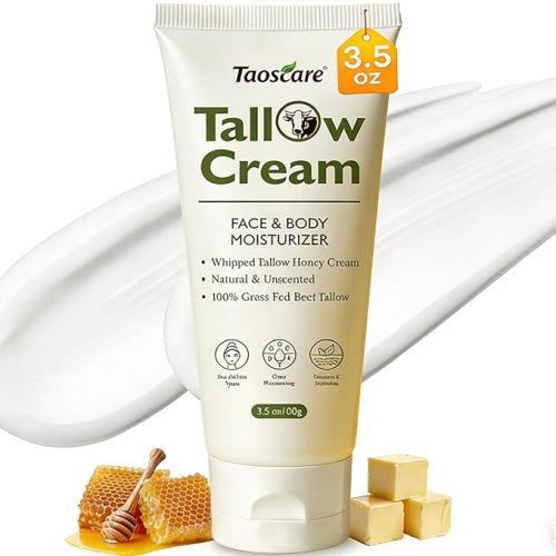 Beef Tallow for Skin, 100% Grass-Fed Whipped Tallow Balm Organic Moisturizer for Face & Body Deep Hydration for Dry & Sensitive Skin Natural Tallow Cream