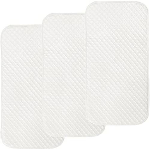Pleasant Boulevard | Portable Waterproof Baby Changing Pad Liner, Washable Reusable Changing Table Cover Made with Breathable TPU, 27x13in (White, 3 Count)
