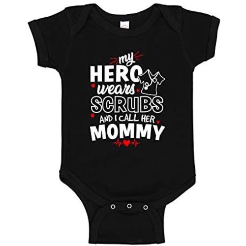 My Hero Wears Scrubs and I Call Her Mommy Cute Baby Bodysuit/Toddler T-Shirt for Nurse Mom