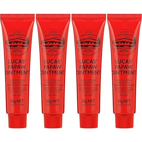 Lucas’ Papaw Ointment – 25g Tubes (Pack of 4) – Multi-Purpose Topical Balm for Skin Relief – Imported from Australia