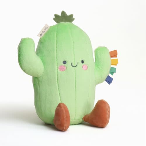 Itzy Ritzy Snuggles Plush Toy – Soft Stuffed Animal for Babies, Kids & Adults – Sensory Ribbons & Textured Fabrics for Tactile Play – Cozy & Cuddly Companion for Newborns & Up (Cactus)