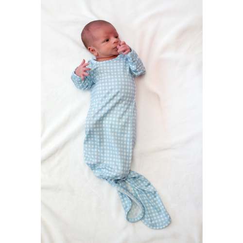 Knotted Gown - Gingham in Cottage Blue – Goosies