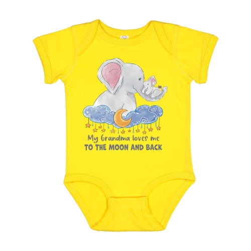 Inktastic My Grandma Loves Me to the Moon and Back Elephant Family Boys or Girls Baby Bodysuit