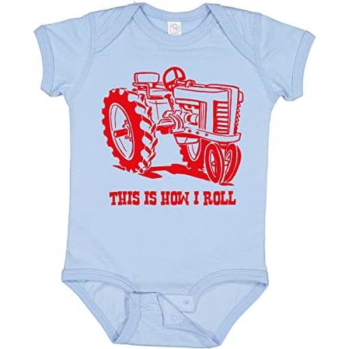 inktastic This Is How I Roll Tractor RED Baby Bodysuit