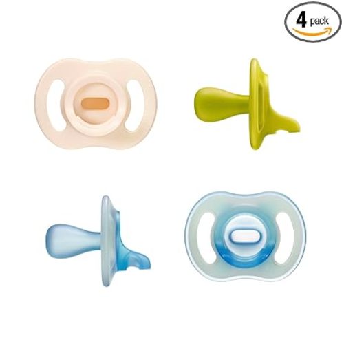 Tommee Tippee Stay Put Pacifier Set, Contains 2 Ultra-Light StayPut Glow in the Dark Pacifiers and 2 Ultra-Light StayPut Pacifiers, 6-18 Months, Colors May Vary, One-Piece Silicone Design, Pack of 4