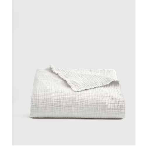 Organic Airy Gauze Throw in White