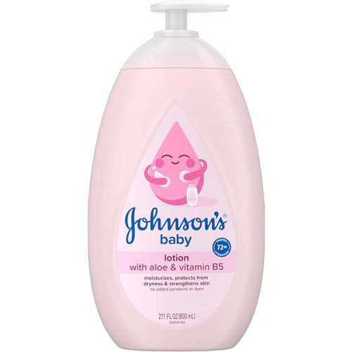 Johnson's Baby Lotion with Coconut Oil, Aloe Vera & Vitamin B5, 72 HR Hydration, Skin Moisturizer, Hypoallergenic, Safe for Newborn, Protects From Dryness & Strengthens Skin, 27.1 fl. Oz