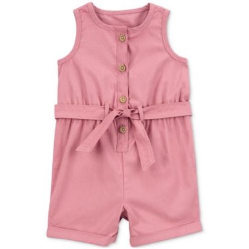 Baby Girls Sleeveless Cotton Canvas Romper