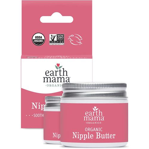 Organic Nipple Butter Breastfeeding Cream by Earth Mama | Lanolin-free, Safe for Nursing & Dry Skin, Non-GMO Project Verified, 2-Fluid Ounce (2-Pack)