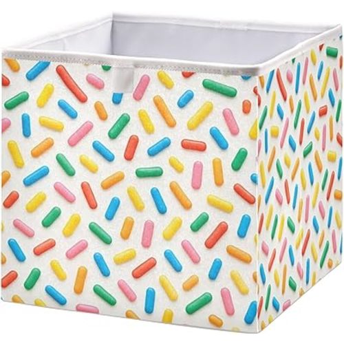 Colorful Candy Sprinkles Storage Bins Cube Foldable Storage Basket Bin,Waterproof Home Organizer Storage Box for Bedroom, Living Room, Study Room 11.02x11.02x11.02in