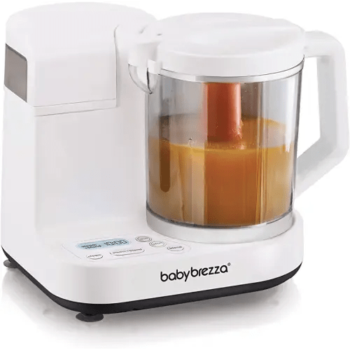 Baby Brezza One Step Glass Baby Food Maker – Auto shut Off, Dishwasher Safe Cooker and Blender to Steam + Puree Organic Food for Infants + Toddlers - 4 Cup Capacity