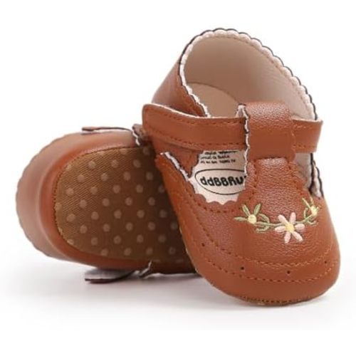 Ohwawadi Infant Baby Girl Shoes Baby Mary Jane Flats Princess Wedding Dress Shoes Crib Shoe for Newborns, Infants, Babies, and Toddlers