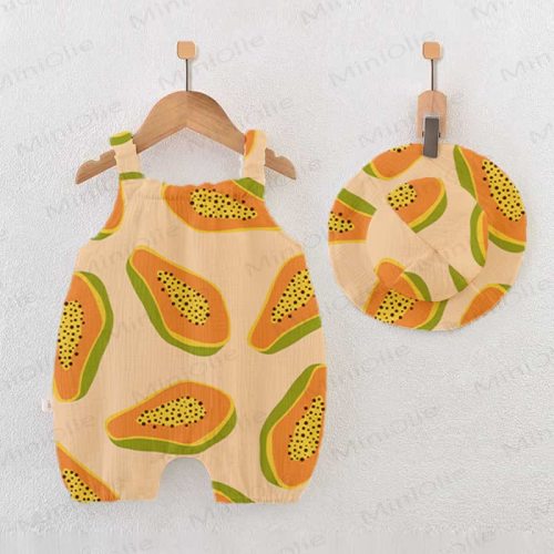 Baby Papaya Orange Romper with Hat