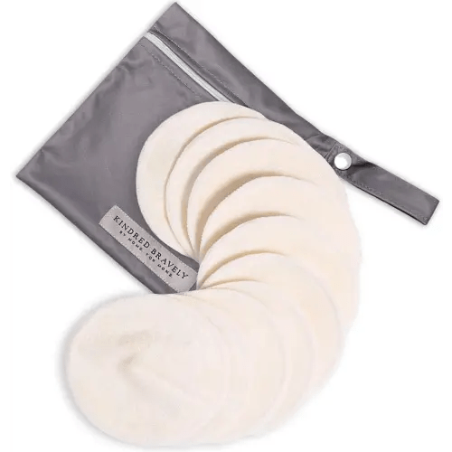 Kindred Bravely Organic Reusable Nursing Pads, Washable, for Breastfeeding & Leaking with Carry Bag, 10 Pack 4.5" D (Twilight Regular)
