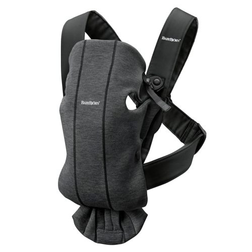 BabyBjörn Baby Carrier Mini, Charcoal Gray, 3D Jersey | Infant Carrier (7-15 lbs), Ergonomic, Easy-to-Use