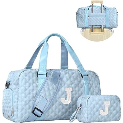 Travel Bags, Gifts for Friends Female Women, Initial Travel Duffel Bag, Gym Bag, Personalized Weekender Bag, Friend Wedding Girlfriend Birthday Gifts for Teen Girls, Graduation Gifts