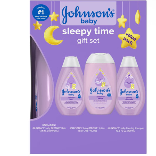 Johnson's Baby Sleepy Time Relaxing Bedtime Gift Set with Bath Lotion and Calming Shampoo