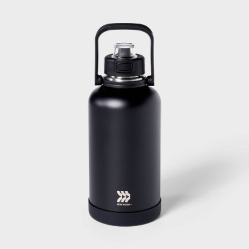 64oz Stainless Steel Vacuum Insulated Water Bottle Black - All In Motion™: Portable Drinkware